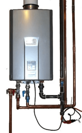 Tankless water heater up close 